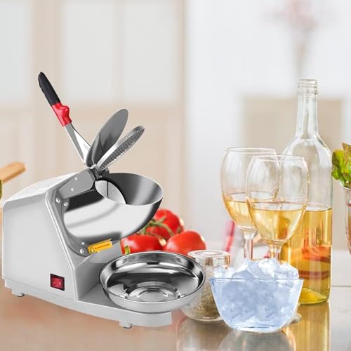 Image of Sakar High Speed Electric Ice Crusher Machine Dual Blades 143 lbs /hr Snow Cone Maker for Cold Coffee, Iced Tea, Lemonade, Cocktails, Mocktails, Home and Commercial Use
