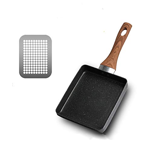 KINGTUHUA Tamagoyaki Omelette PanNonStick Square Pan Omelette PanEgg Pan Mini Frying Cooker with Anti Scalding Handle70x59inchGas Stove and Induction Hob CompatibleBlack