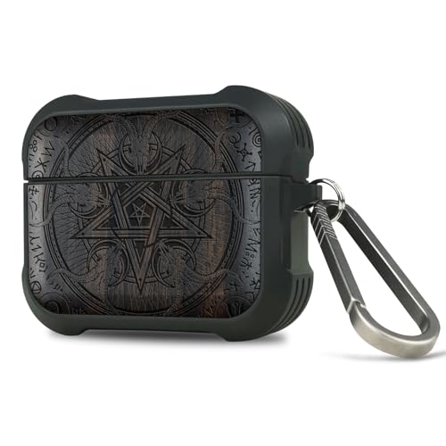 Carveit Custodia in Legno Compatibile con AirPods Pro 3 (2025) Gen Case, Cover Protettiva in Antiurto per Apple Airpod Pro 3 Gen con titanio Moschettone (Legno nero-Sussurro Dell'abisso)