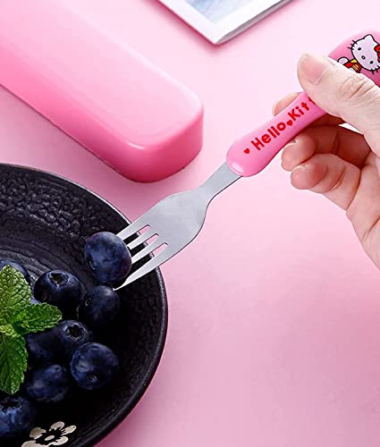 Image of Set of 2 Pcs Random Color Dinnerware Set Travel Camping Cutlery Reusable Silverware with Spoon Fork and Portable Case Box (Multicolor)