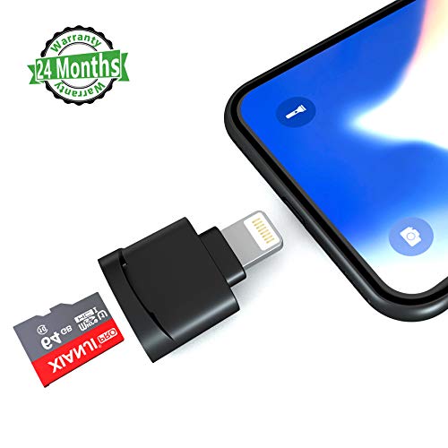 Lettore di schede SD per iPhone iPad, adattatore Lightning per micro SD Card Camera Reader, Trail Game Camera Memory Card Reader per scheda Micro SD / TF, foto di backup e video dai social media