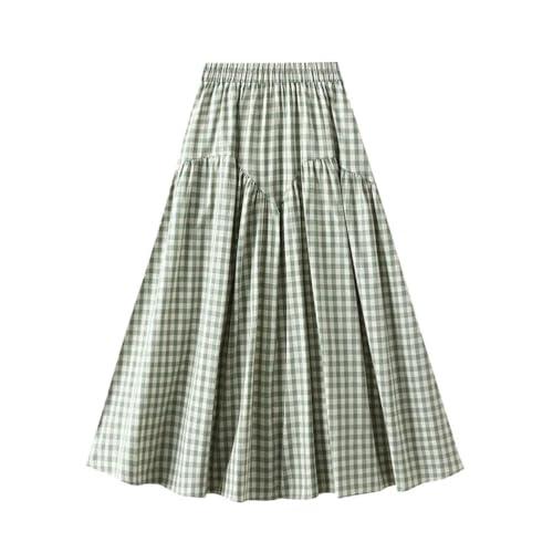 Womens Retro Plaid A-Line Skirts Fashion High Waisted Midi Casual Loose Beach Skirt4