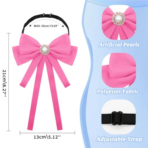 Image of LJBFNN Bow Ties for Women, Adjustable Pre Tied Bow Tie Solid Color Ribbon Bowtie for Girls Ladies Party Daily Cosplay School