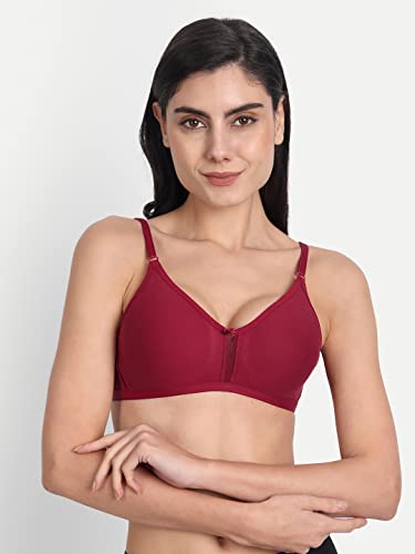 Image of Women's Full Coverage Cotton Blend Bra | Wired Free Lightly Padded Everyday Wear Bras | Soft Breathable Comfortable T-Shirt Bra | Adjustable Straps Lightweight Daily Inner wear for Women Pack of 2
