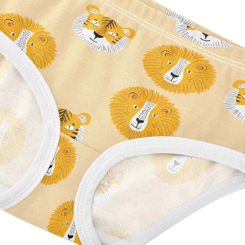 Joisal Fun Print Girls Underwear Toddler 2t Cotton Cute Panties Girl Cute Lion Tiger Faces Yellow Undies Kids Briefs4