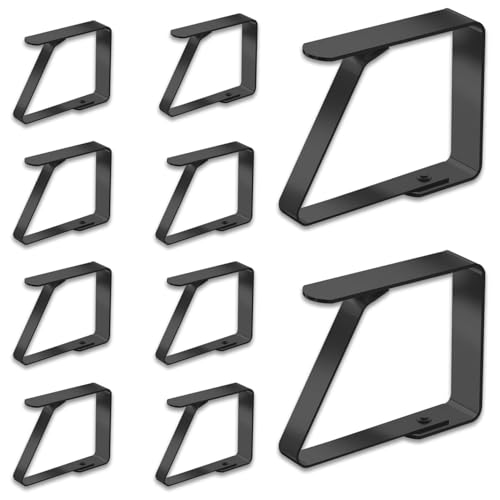 Jinpojun 10 Piezas Pinzas para Mantel de Exterior Acero Inoxidable, Sujeta Manteles de Mesa, Clips Elásticas Mantel para el Hogar, Fiestas, Picnics, Restaurante, Bodas, Buffets, Cenas, 5 x 4 cm