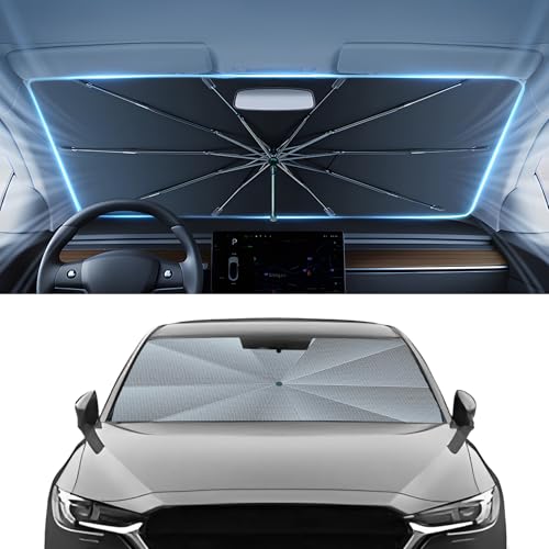 Image of Autorder Windshield Sun Shade Umbrella for 2017-2025 2026 Mazda CX-5 CX5 Accessories,Upgraded Ice Crystal Material,Easy Setup Umbrella Sunshade for Car Windshield,100% Sun Blocking