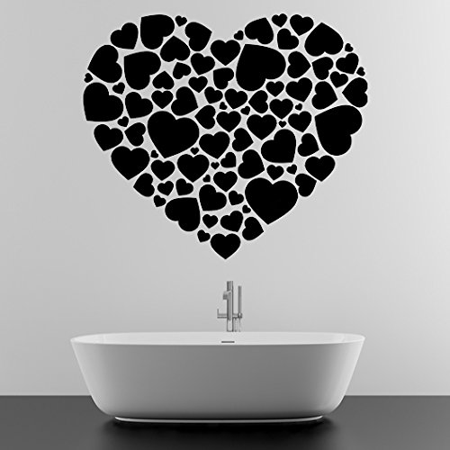 (180 x 159 cm) diseño de corazones con una altura máxima de vinilo adhesivo decorativo para pared con forma de corazón/de estilo romántico con diseño de lámina de decoración de vinilo/Home Love DIY de pareja de tela extraíble incluye + al azar de Vinilo r
