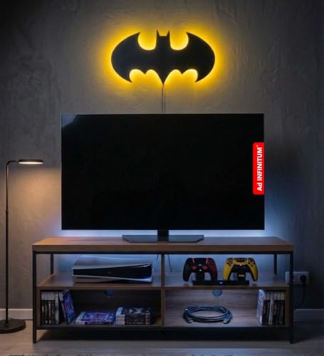 Image of AD INFINITUM 16 Colors Superhero LED wall Lamp with Mobile App Control, Comic Lover, Night Lamp, for Gift, Kids Room, Gaming Setup, Gaming Room, Man Cave. (The Bat man Multicolor)
