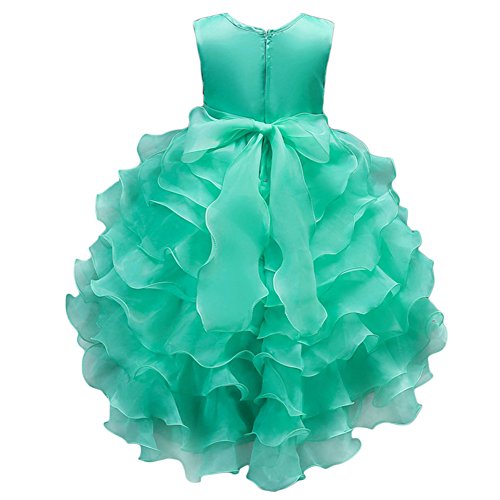 Girls Vintage Ruffle Lace Tulle Flower Girl Dresses Junior Bridesmaid Bow Princess Gown Party Wedding Trailing Dress2