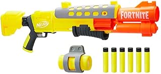Nerf Fortnite 6-SH Blaster-Camo Pulse Wrap, Hammer Action Priming, Drum, 6 Elite Darts