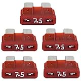 平型ヒューズ ブレード 5個 セット車 電装品 保護 文字入り 1A 2A 3A 4A 5A 7.5A 10A 15A 20A 25A 30A 35A 40A 交換 メンテナンス 汎用 D08 平型ヒューズ（5個入）,7.5A(茶)
