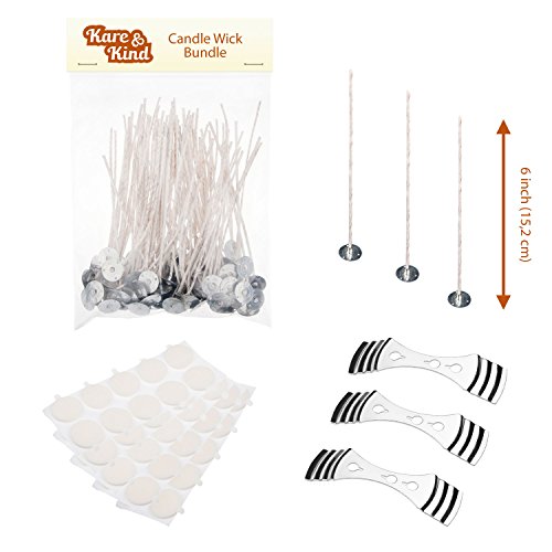 Candle Wick Bundle: 50 Candle Wicks, 50 Stickers and 3 Wick Holders - Easy Positioning - Wicks Coate - coolthings.us