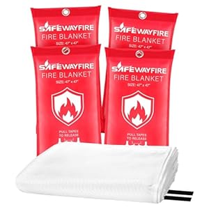 Emergency Fire Blanket – 4 Pack, 40” x 40” Fire Suppression Blanket for Kitchen, Fireproof Fiberglass Blanket for Home Safety, Swift Safe Fiberglass Fire Blankets