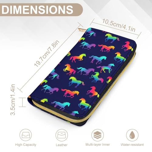 Fashion Rainbow Horses Wallet for Adult, Water Resistant and Multi-Layer Inner Leather Wallets for Everyday Carry2