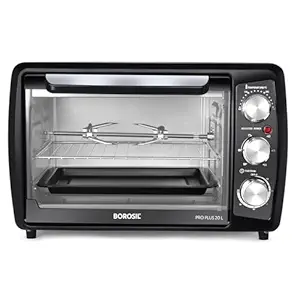 Borosil OTG Pro Plus 20 Litres Oven Toaster Griller, Motorized Rotisserie, Pizza Oven, Cake Oven for Baking | 6 Heating Option | 2 years Warranty