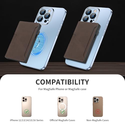 BAIGIO Airtag Wallet for Men, 2 in 1 Detachable MagSafe Minimalist Wallet, Magnetic Pop Up Card Holder, RFID Blocking Smart Bifold Wallets for 10 Cards & Cash with ID Window, Mens Gift, Dark Brown3