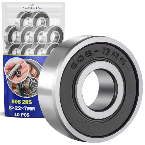 10 Piezas Rodamientos de Bolas 608 2RS para el Motor con Tamaño 8x22x7 mm - MONTERAL