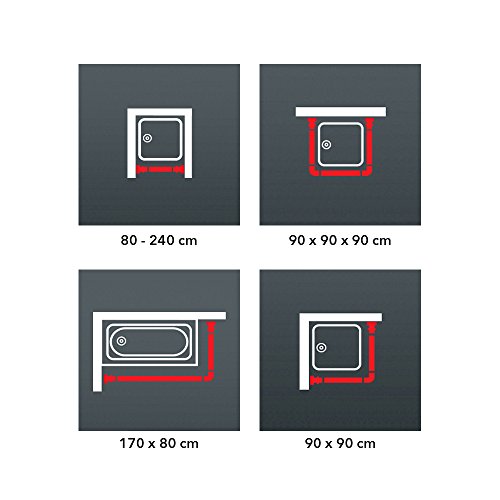 Sealskin Easy Roll Douchegordijnstangen, RVS, Mat Aluminium, 2,8 x 90 x 1,6 Cm - Image 6