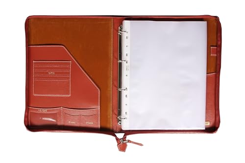 Image of Sukeshcraft PU Multiuse 25 File Sleeve for Documents, Certificates, FDRs | A4 Size Portfolio Document Holder for Office, Home, School & Sports Use (RedTan)