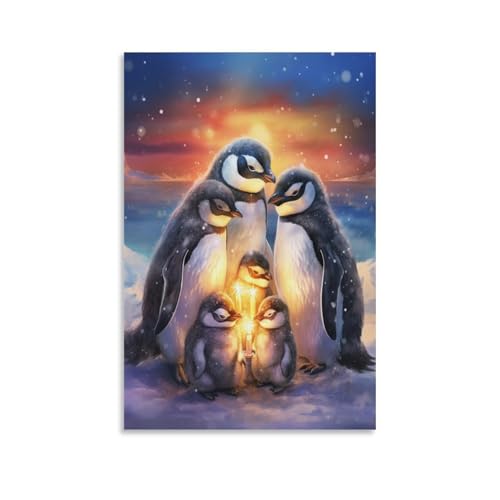 Pintura poster impresiones lienzo de pingüino decorativo para pared de pasillo moderno
