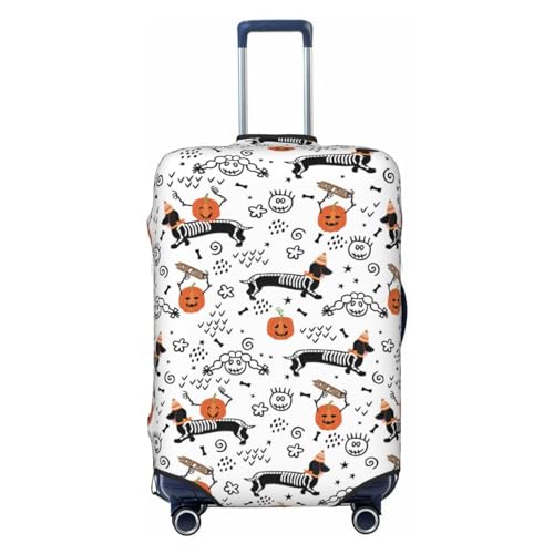Halloween Dachshund For Travel Luggage Cover Suitcase Protector Fits 18-32 Inch Travel Luggage Protector Elastic Luggage Anti-Scratch Suitcase Cover