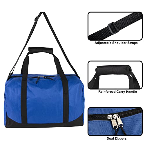 Image of 30 Liter, 17 Inch Canvas Duffle Bags for Men and Women - Travel Weekender Overnight Carry-On Shoulder Duffel Tote Bags, Blue, 17 inch x 10 inch x 10 inch