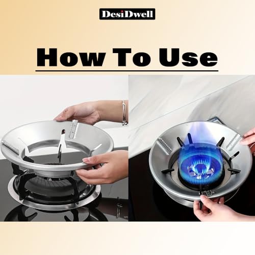 Image of Gas Saver Burner Dish, Energy Saving Gas Stove Stand, Windproof Energy Saving Stand Metal Body Pack of 2