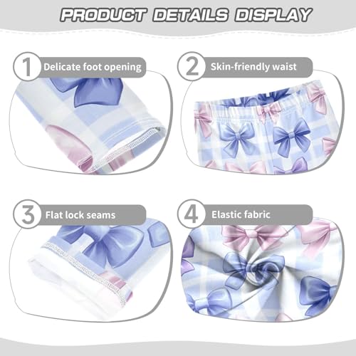Blue Bow Purple Bows Girls Leggings Kids Yoga Pants Dance Active Tights 4T3