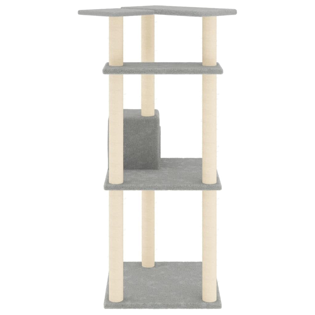 Rascador para Gatos con Postes de sisal Gris Claro 123 cm, ShGaxin Rascador Gato, Arbol Rascador para Gatos, Gatos Accesorios, Torre Gatos, Arranhador para Gatos, Casa para Gatos