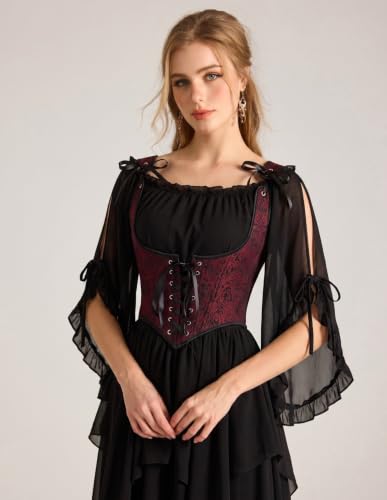 Image of Scarlet Darkness Corset Tops for Women Renaissance Underbust Corset Boned Lace Up Corsets