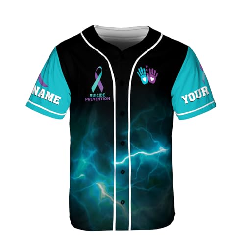 Custom Suicide Awareness Baseball Jersey, Suicide Prevention Shirt, Ribbon Suicide Awareness Pride Jersey Inspirational Gift miniatura 3