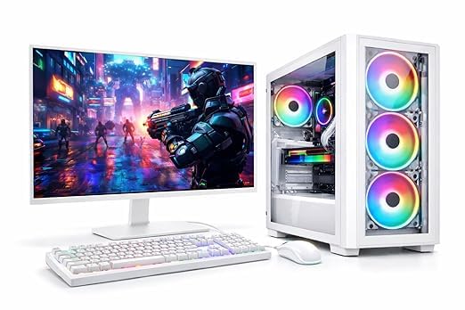 Desktop Computer PC with i7 3770, 16GB RAM, SSD, GT 730 4GB Graphics card, 22 Inch Frameless White LED Monitor, 4 Fan White Cabinet, WiFi,RGB Keyboard Mouse, Windows 11 Pro (256GB SSD/1TB HDD) Desktop Computer PC with i7 3770, 16GB RAM, SSD, GT 730 4GB Graphics card, 22 Inch Frameless White LED Monitor, 4 Fan White Cabinet, WiFi,RGB Keyboard Mouse, Windows 11 Pro (256GB SSD/1TB HDD)