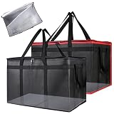 Bodaon Insulated Food Delivery Bag with Removable Hard Bottom, 3X-Large 2PK