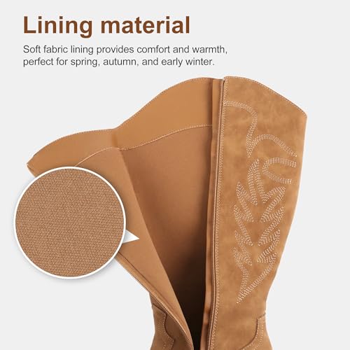 Women's Extra Wide Calf Cowboy Boots Embroidered Western Cowgirl Knee High Boots2