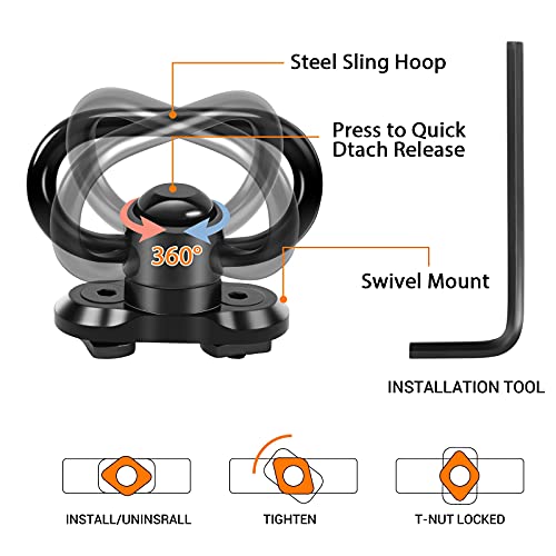 Airsson Tactical Rifle Sling: Adjustable Traditional Sling, 2 Point Quick Adjust Rifle Strap With Swivels, 2 Point Sling With D Ring Loop For Hunting #TOP2