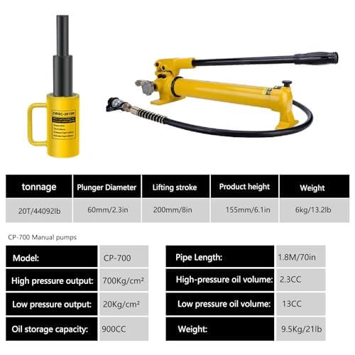 Wieloczęściowy podnośnik hydrauliczny 20T z pompką ręczną CP-700