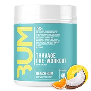 RAW Pre Workout Powder, Thavage (Beach Bum) – Chris Bumstead Sports Nutrition Supplement for Men & Women – Cbum Pre Workout for Working Out, Hydration, Mental Focus & Energy – 40 Servings