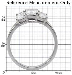 Stainless Steel Square Princess Cubic Zirconia Past Present & Future Ring