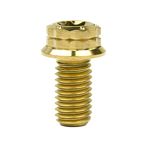Image of Titanium Flange 12 Point Head M8 x15 20 25 30 35 40 45 50 55 60 65mm Screw Bolt Pack of 4 (M8x15mm, Gold)