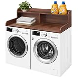 Royxen Laundry Countertop with Storage Universal Fit, Washer and Dryer Countertop with Shelf, Laundry Room Storage, 2-Tier Shelf (Walnut)