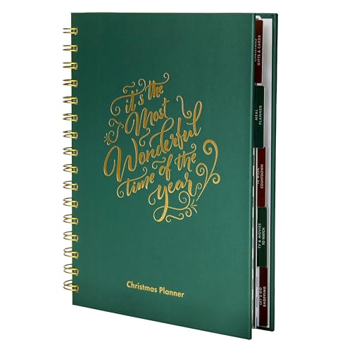 Christmas Planner/Organiser A5 Hardcover Notebook - Perfect for Budgeting - Weekly Countdown with Shopping List - Daily Meal Planner - 120 GSM FSC Paper | Perfect Planner Company (Pine)