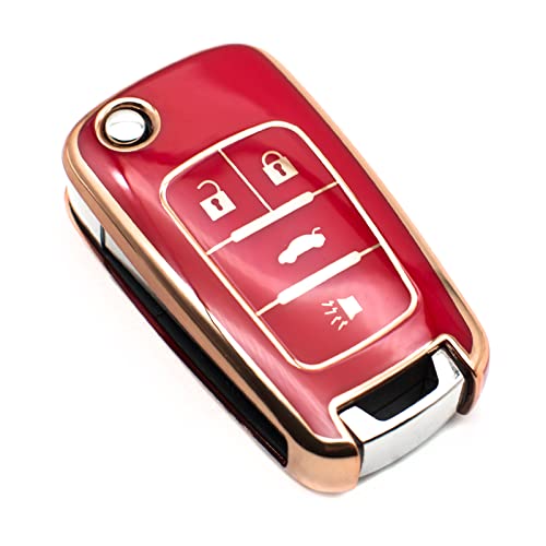 Coque de clé en TPU rouge étui de protection élégant pour clé pliante Chevy