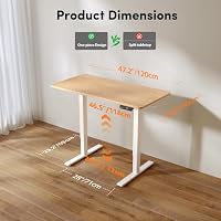 FEZIBO Höhenverstellbarer Schreibtisch EINTEILIGER Tischplatte 120x60cm – Ansicht 3