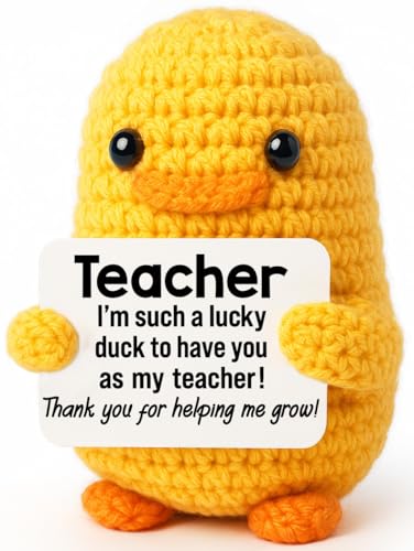MBL Teacher Appreciation Gifts for Women - Back to School Teacher Gifts Thank You for Helping Me Grow, Handmade Crochet Knitting Duck Presents for Women Teachers Day, End of Year, Last Day of School