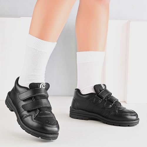 Image of Centrino Unisex-Child Uniform Dress Shoe | Soft Cushioned Memory Foam Heel Pad Support | Kid's | Boy's | Girl's | Children |Uniform Shoes | Lightweight | Velcroo |Easy Wear & Care| Formal Shoes | Padded Textured Heel Grip Lining | Breathable | All Day Comfort (8123)