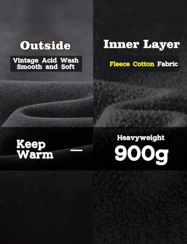 Image of FAIABLE Womens Oversized Acid Wash Hoodie Unisex Heavyweight Cotton Hoodies Fleece Vintage Washed Sweatshirt Women Men