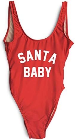 Women Santa Baby One Piece Swimwear Christmas Party Sexy Bodysuit Swimsuit