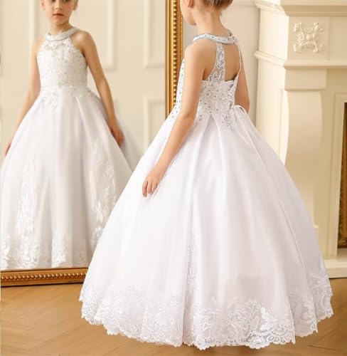 Flower Girl Dress Lace Appliques Pageant Dresses for Girls Beaded First Communion Dress Formal Ball Gowns2
