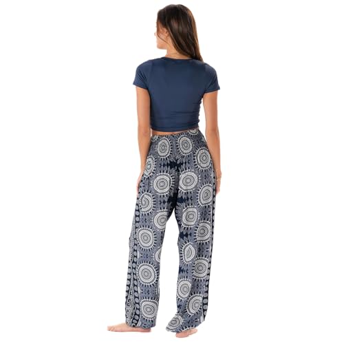 Image of Lotus and Luna Women's Harem Pants Thai Pants for Beach & Lounge High Waisted Flowy Boho Pants Genie Pants Yoga Pants